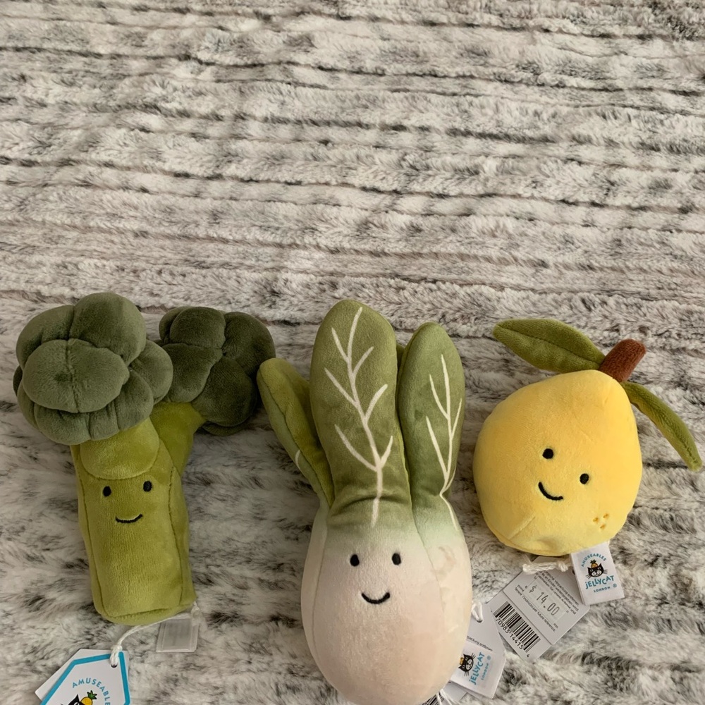 Jelly Cat Stuffed Vegetable and Fruit Set - Green and Yellow